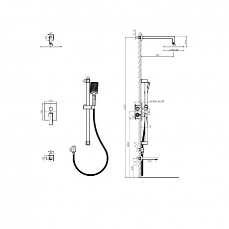 Встроенная душевая система RUSH Thira (TR3635-60Black) - фото 2