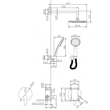 Душевая система скрытого монтажа ESKO (6in1 SB) - фото 2