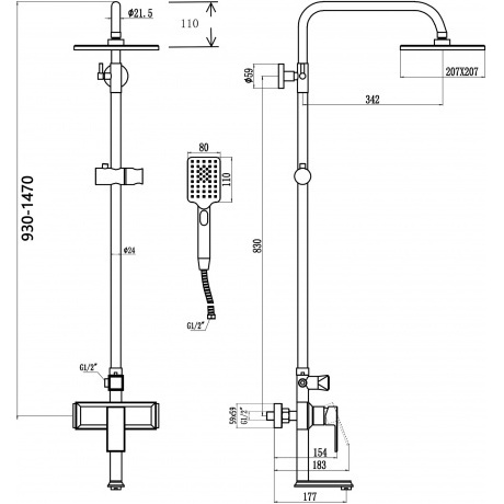 Душевая стойка Savol (S-600108T) - фото 2