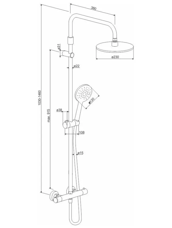 Душевая стойка Damixa Option DX218091300 с термостатом, черный - фото 2