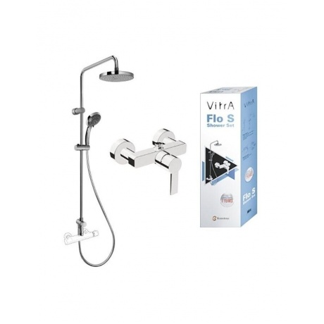 Комплект Vitra Flo S A49234EXP с душевой стойкой System Rain и Flo S, хром - фото 3