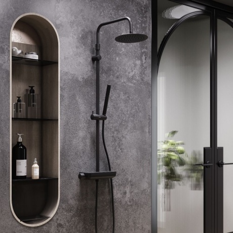 Душевая система с термостатом Damixa Scandinavian Pure 936750300 чёрный - фото 2