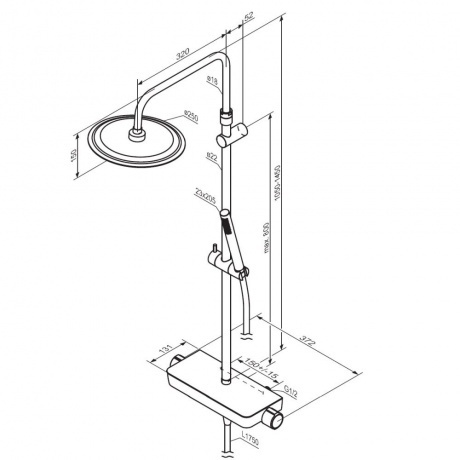 Душевая система с термостатом Damixa Scandinavian Pure 936750300 чёрный - фото 7