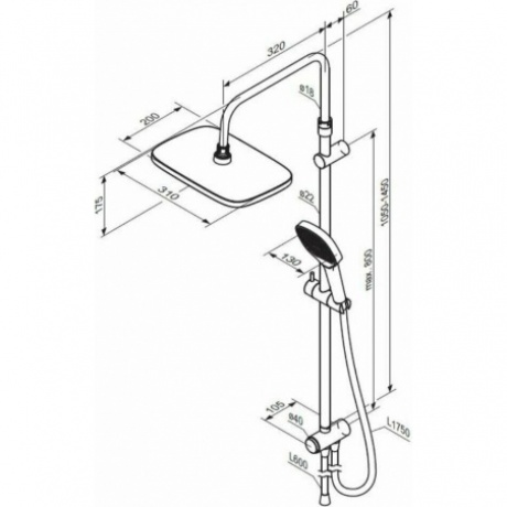 Душевая система Damixa Merkur 940000300 черный - фото 2