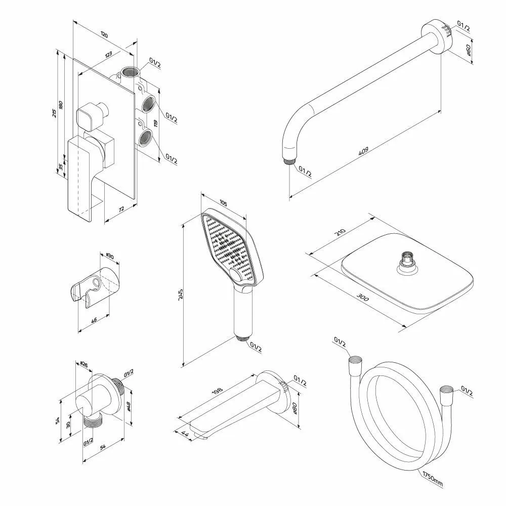 953510300 Gala встраиваемая душевая система со смесителем и изливом, чёрный - фото 6