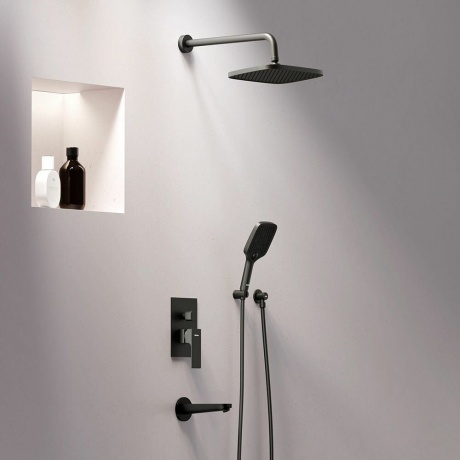 953510300 Gala встраиваемая душевая система со смесителем и изливом, чёрный - фото 8