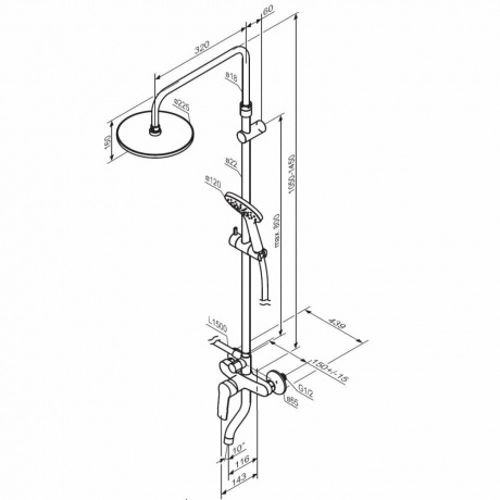 977740000 Jupiter душевая система с ванно-душевым смесителем, хром - фото 2