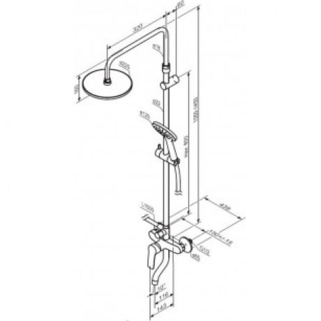 Душевая система с ваннодушевым смесителем Damixa Jupiter 977740300 черный - фото 2