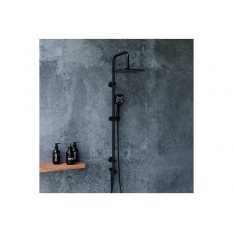 D0712020 Norma душевая система с квадратными лейками, черная - фото 3