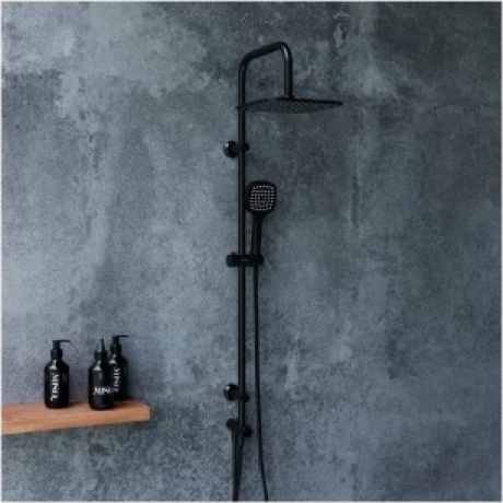 Душевая система с квадратными лейками Norma D0712020 черная - фото 3