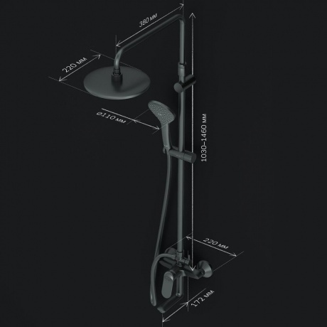 Душевая система AM.PM Sunny F0785C922 черный - фото 18