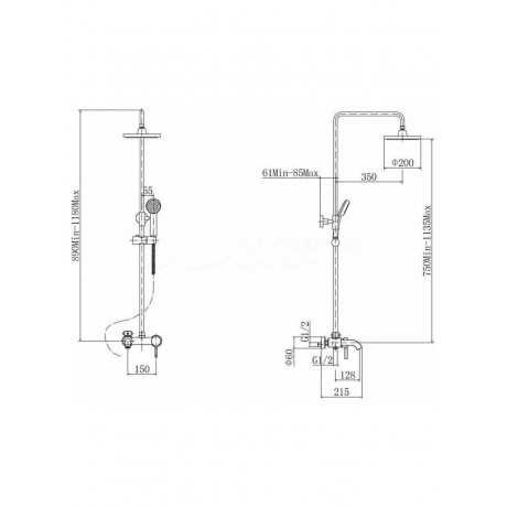 Душевая система FASHUN хром (A2416) - фото 2