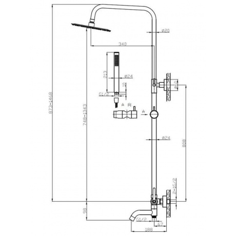 Душевая система со смесителем ESKO "Bangkok" (ST250BG) - фото 2