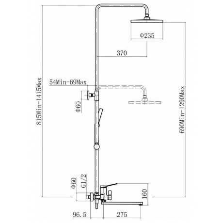 Душевая система FASHUN с тропическим и ручным душем (A2487) - фото 2