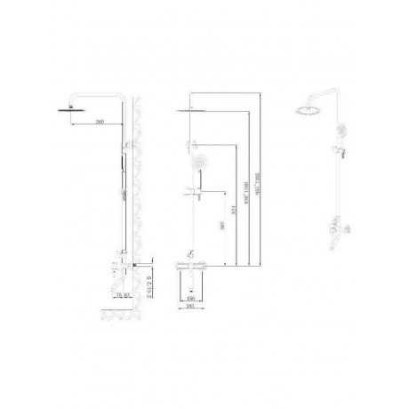 Душевая система с изливом RUSH Melos (SUS1101-40Black) - фото 2
