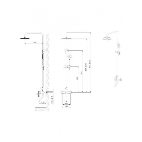 Душевая система с изливом RUSH Santiago (SUS1116-40Black) - фото 2