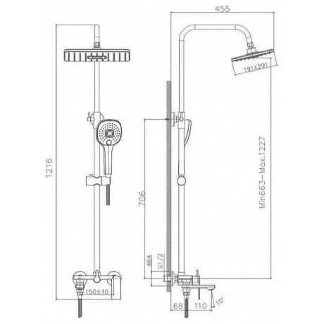 Душевая система Haiba хром (HB23505) - фото 2
