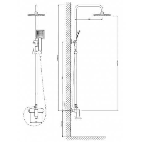 Душевая система со смесителем VODA (VST115) - фото 2