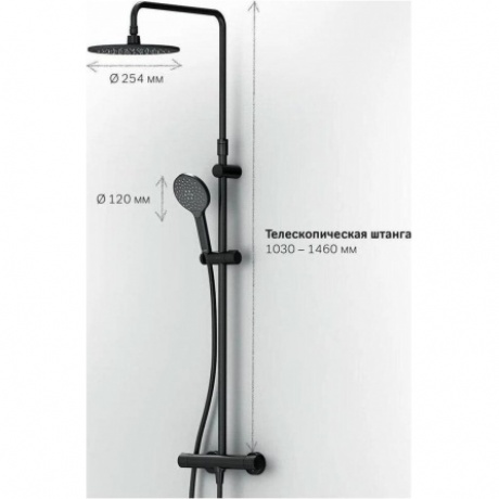 Душевая система с термостатом AM.PM Like F0780422 черный - фото 11