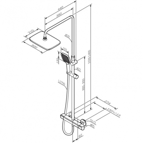 Душевая система с термостатом AM.PM Func F078F422, черный - фото 2