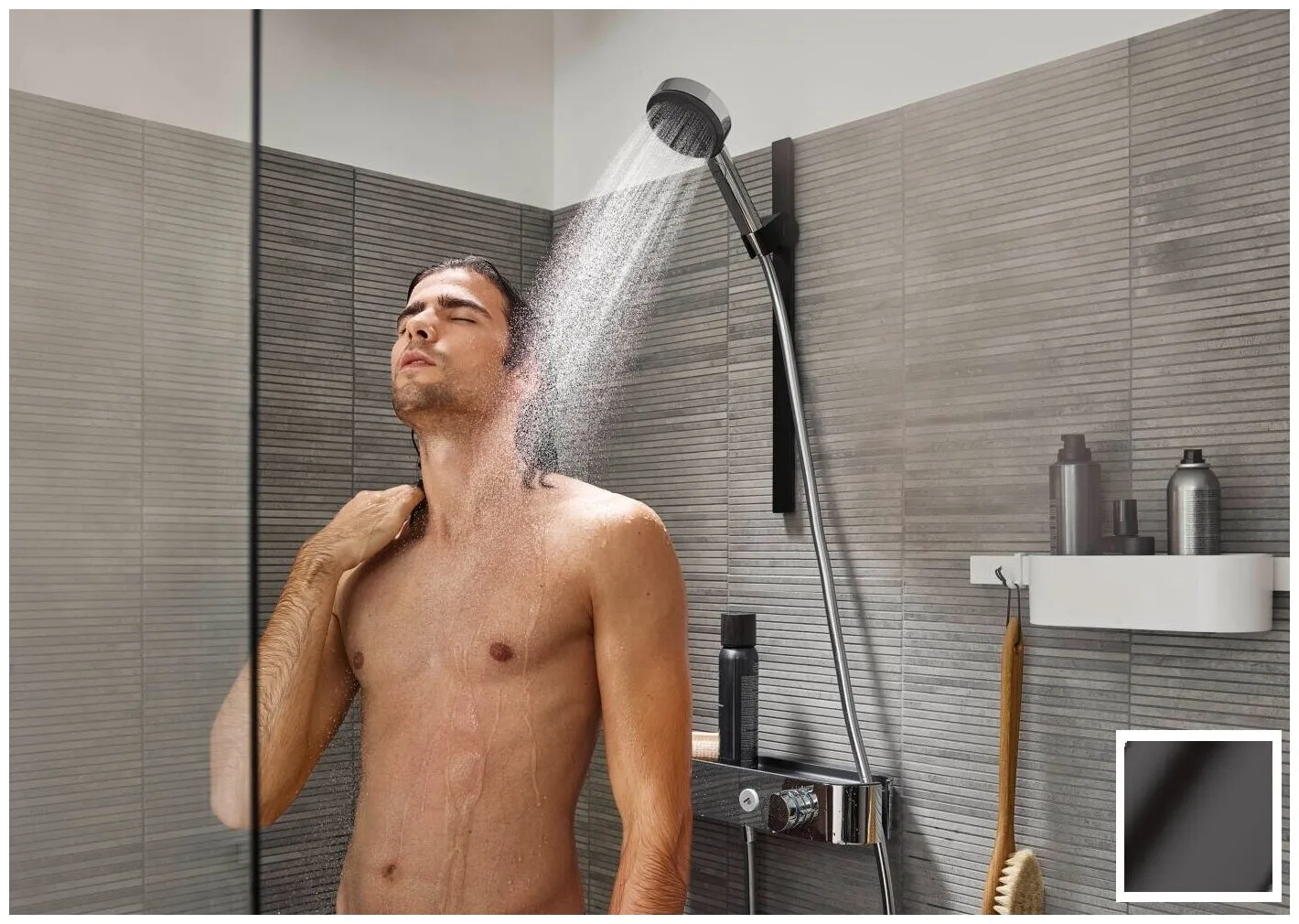 Душ ручной Hansgrohe Pulsify 3jet Relax 24110670, матовый черный - фото 3