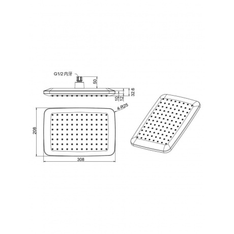 Лейка для верхнего душа (1 режим) Savol (SK-DP12) - фото 3