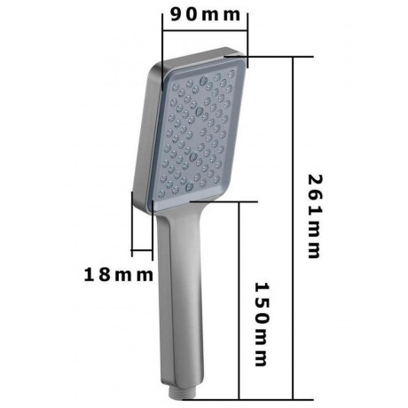 Лейка ручная душевая FASHUN прямоугольная сатин/св.серый (N024) - фото 2