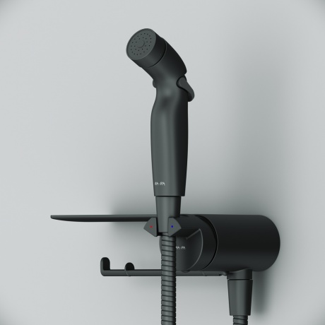 Гигиенический набор со смесителем для душа с полкой AM.PM Func F0H8F922 черный - фото 4