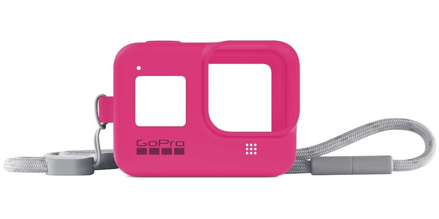 Силиконовый чехол с ремешком GoPro для камеры HERO8 розовый AJSST-007 (Sleeve +  Lanyard) - фото 1