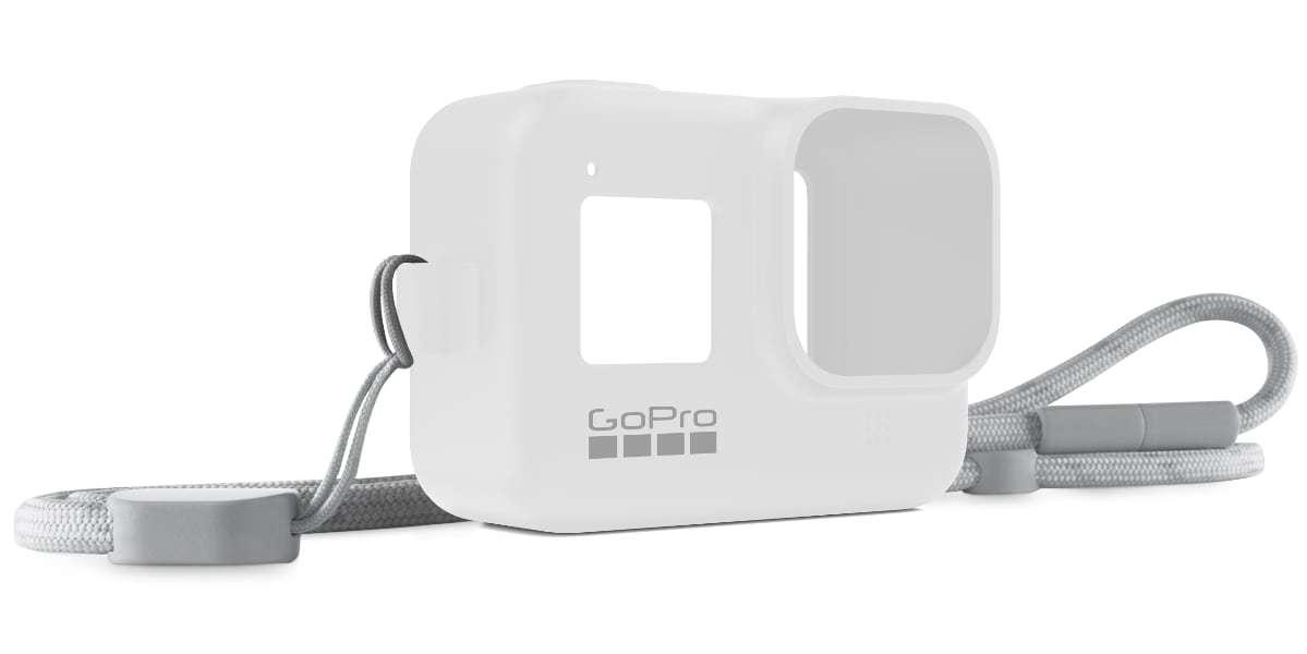 Силиконовый чехол GoPro с ремешком для камеры HERO8 белый AJSST-002 (Sleeve +  Lanyard) - фото 1