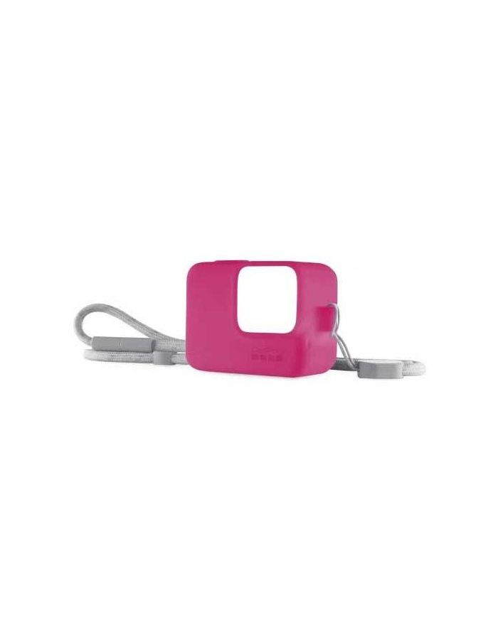Силиконовый чехол с ремешком розовый GoPro ACSST-011 (Sleeve + Lanyard) силиконовый чехол с ремешком gopro sleeve lanyard hero8 white ajsst 002