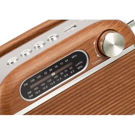 Радиоприемник Hyundai H-PSR200 дерево коричневое/серебристый - фото 5