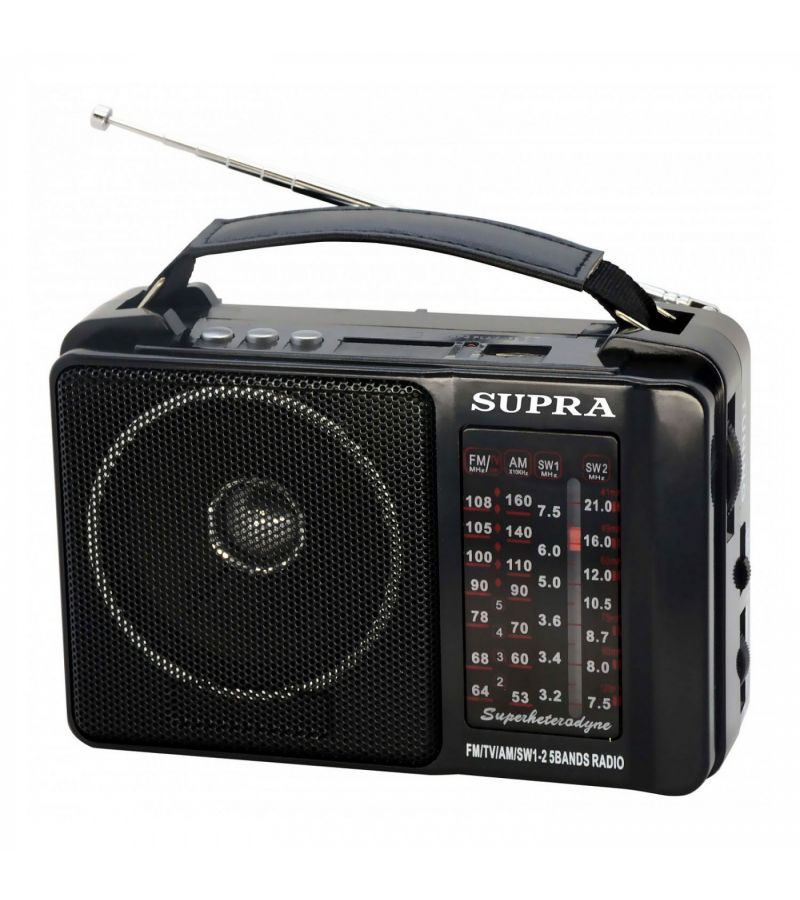 Радиоприемник портативный Supra ST-18U черный USB SD xiegu g90 0 5 30 мгц hf любительское радио 20 вт ssb cw am fm sdr структура со встроенной автоматической антенной тюнер hf приемопередатчик