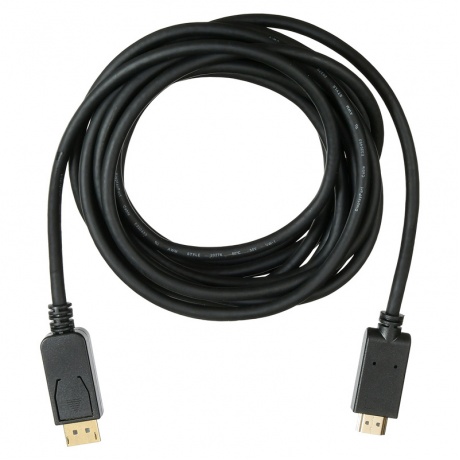 Кабель аудио-видео Buro v 12 DisplayPort (m)-HDMI (m) 5м контакты позолото черный (BHP DPP_HDMI-5) - фото 2