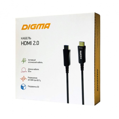 Кабель аудио-видео Digma HDMI 20 AOC HDMI (m)-HDMI (m) 30м контакты позолото черный (BHP AOC 20-30) - фото 5