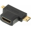 Переходник аудио-видео HDMI (f)-Micro HDMI (m)-Mini HDMI (m) чер...