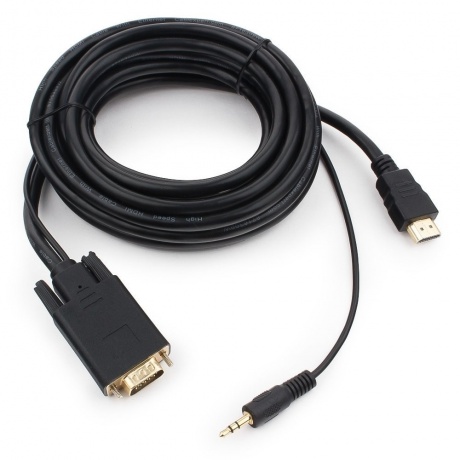 Кабель Gembird Cablexpert HDMI-VGA 19M/15M + 3.5Jack 5m Black A-HDMI-VGA-03-5M - фото 2