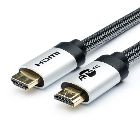 Кабель Atcom HDMI-HDMI v2.0 3,0м (HIGH speed, Metal gold, в оплетке , пакет) - фото 1