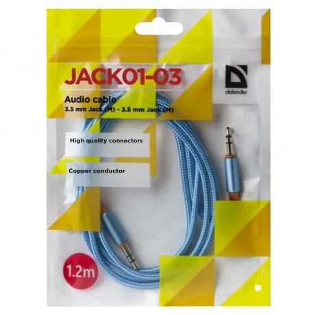 Кабель Defender Audio Jack M- Jack M 3.5мм 1.2м (87512) Blue - фото 3