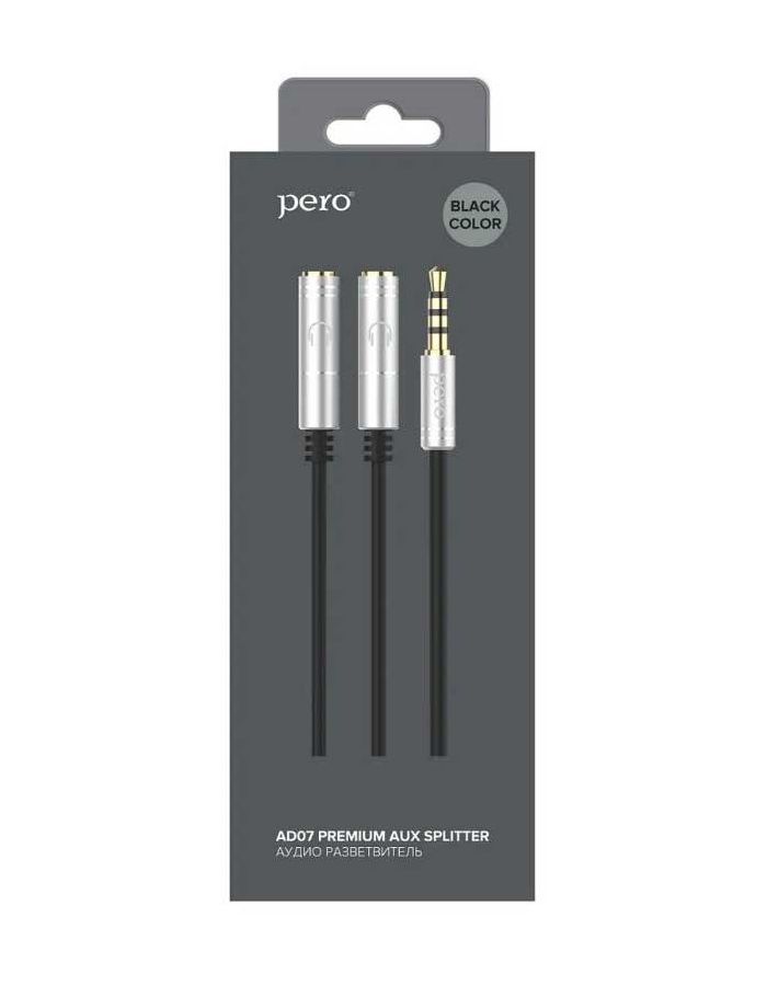 Аудио разветвитель PERO AD07 PREMIUM AUX SPLITTER, черный - фото 6