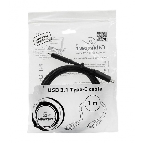 Кабель Cablexpert USB3.1 Type-C-USB3.1 Type-C, Gen.2, 10Gbit/s, 1м (CCP-USB3.1-CMCM2-1M) - фото 3
