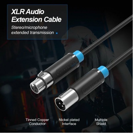 Кабель Vention аудио XLR M/XLR F - 1.5м - фото 9