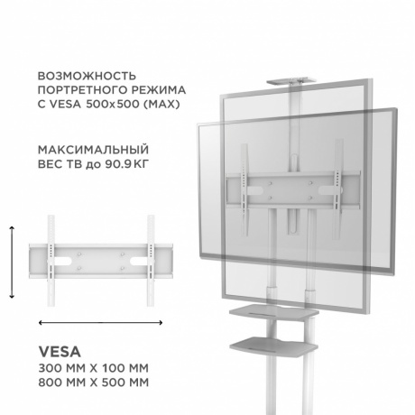 Подставка для телевизора Onkron TS1881 (макс.105.9кг) белый - фото 9