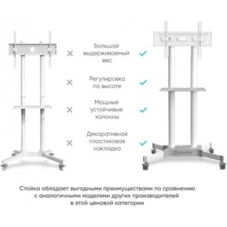 Стойка для телевизора Onkron TS1351 белый 32"-65" макс.50кг напольный мобильный - фото 3