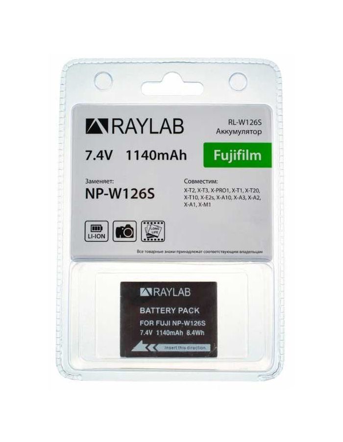 Аккумулятор Raylab RL-W126S 1140мАч аккумулятор np w126 для питания камер fujifilm