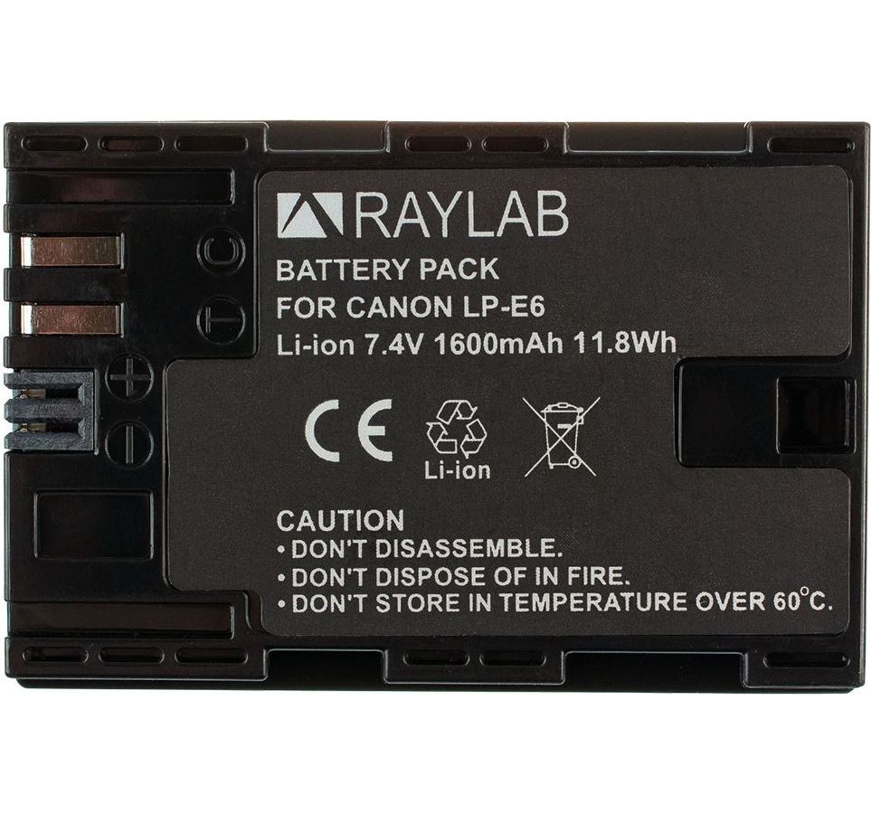 Аккумулятор Raylab RL-LPE6 1600мАч (для EOS 6D 60D, 70D, 80D, 7D, 5D mark II, mark III) рация pmnn4077 5 шт лот литий ионная батарея 2600 мач для двухсторонней радиосвязи dp3400 xpr6100 xpr6300 xpr6350 xpr6380 xpr6500 xpr6550