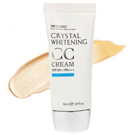 Осветляющий СС крем для лица 3W Clinic Crystal Whitening CC Cream SPF 50 natural beige, 50 мл - фото 2