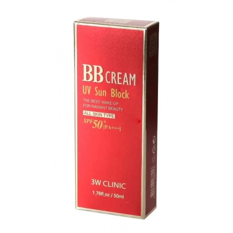 Солнцезащитный BB крем для лица 3W Clinic BB Cream UV Sun Block, 50 мл - фото 2