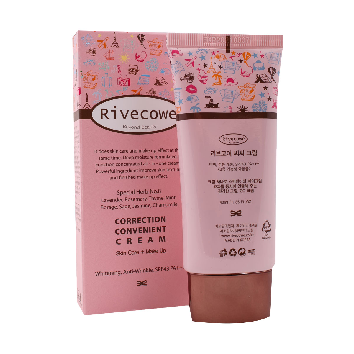 Тональный крем Rivecowe Beyond Beauty Correction Convenient Cream SPF43, 5шт по 5мл