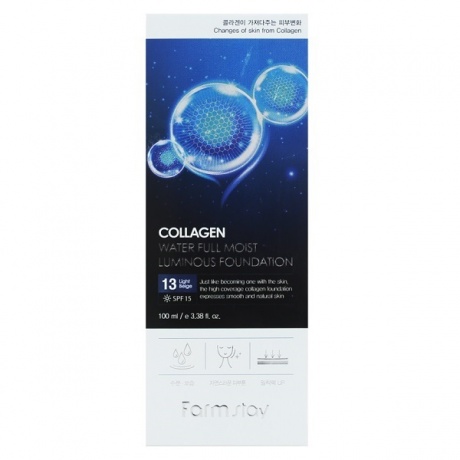 Коллагеновый тональный крем с  эффектом сияния FarmStay Collagen Water Full Moist Luminous Foundation #13, SPF 15, 100ml - фото 2